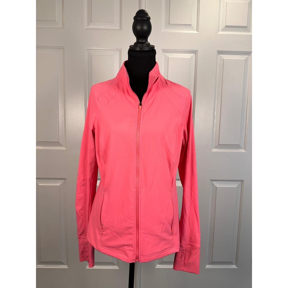 Avia Women Pink Full Zip Active Jacket Thumbholes Medium